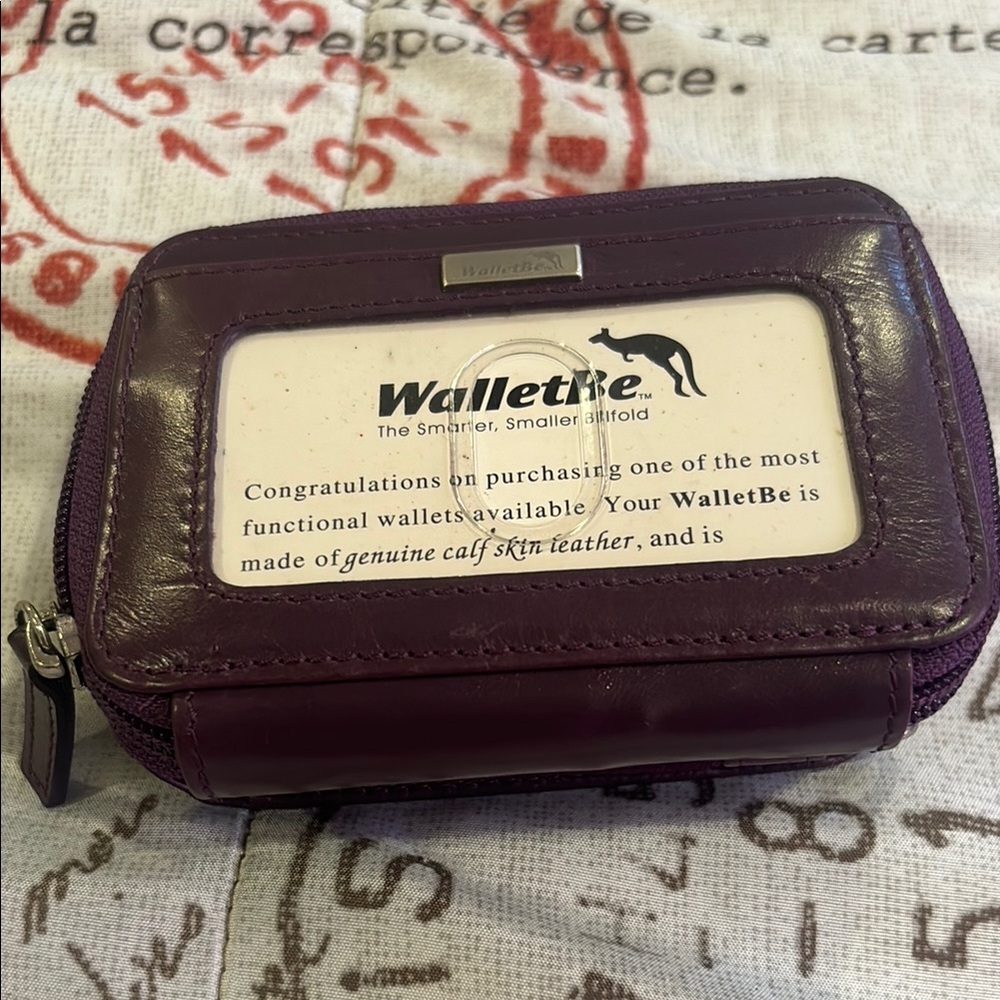 Vintage Purple Leather Walletbe wristlet/ID/cell phone holder.